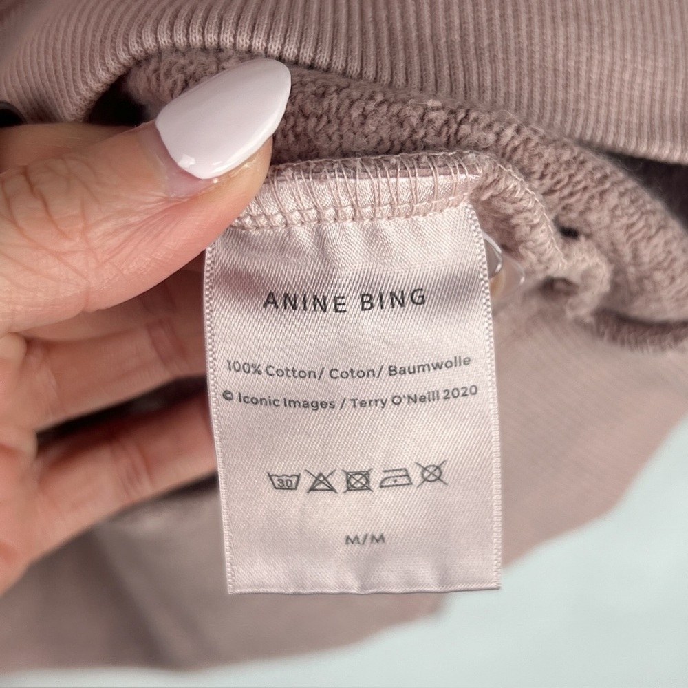 NWT Anine Bing Tyler Satin Block Letter Logo Oversized Pullover Sweatshirt Top M - Picture 9 of 11